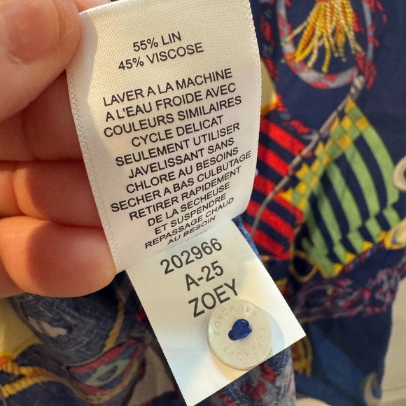 NWT - Foxcroft Zoey Linen Nautical Flags 3/4 Sleeve Shirt - Picture 9 of 14